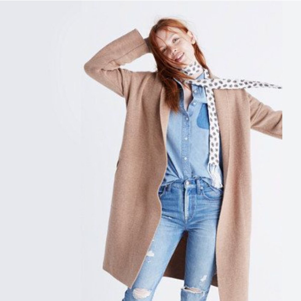 Madewell Rivington Shawl Collar Merino Wool Sweater Coat